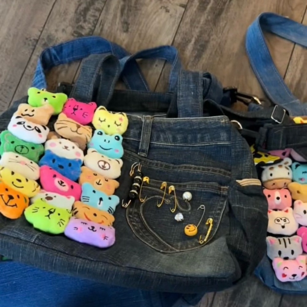 Denim teddy bear bags, crossbody bags - Picture 3 of 6
